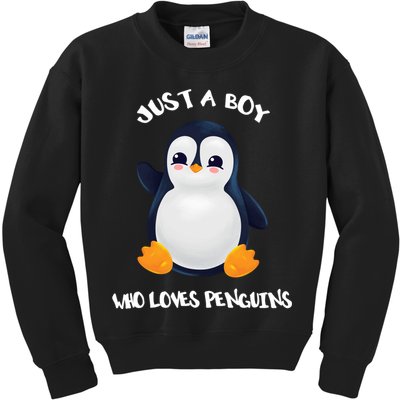 Penguin Just A Boy Who Loves Penguins Gift Kids Sweatshirt