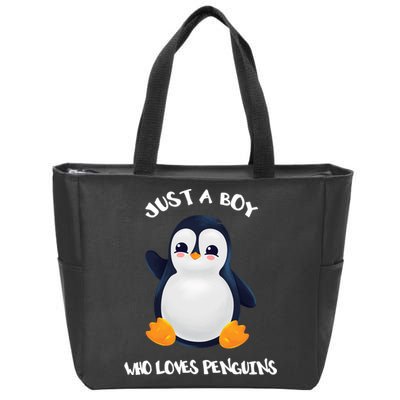 Penguin Just A Boy Who Loves Penguins Gift Zip Tote Bag