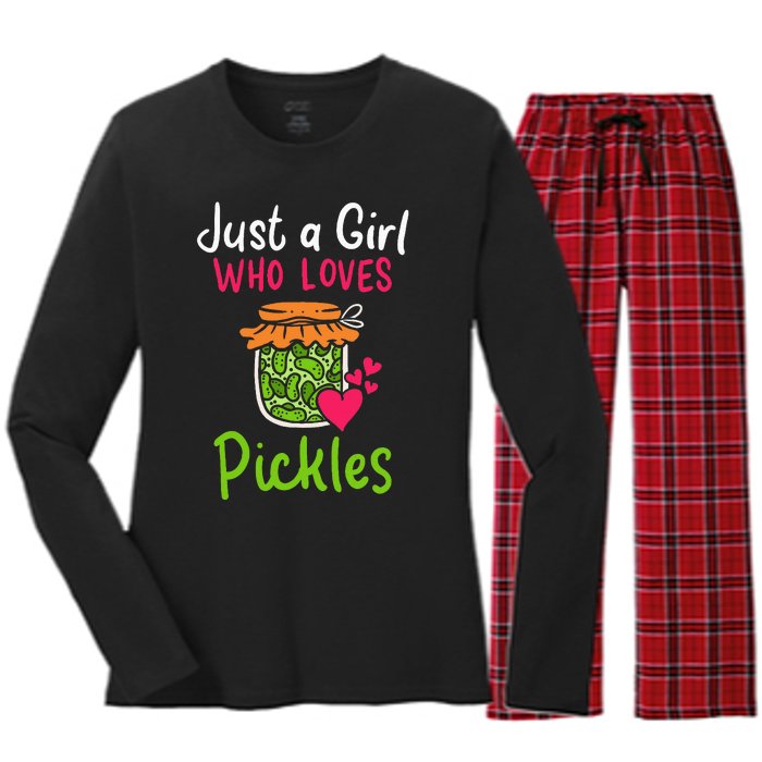 Pickles Just A Girl Who Loves Pickles Canning Women's Long Sleeve Flannel Pajama Set 