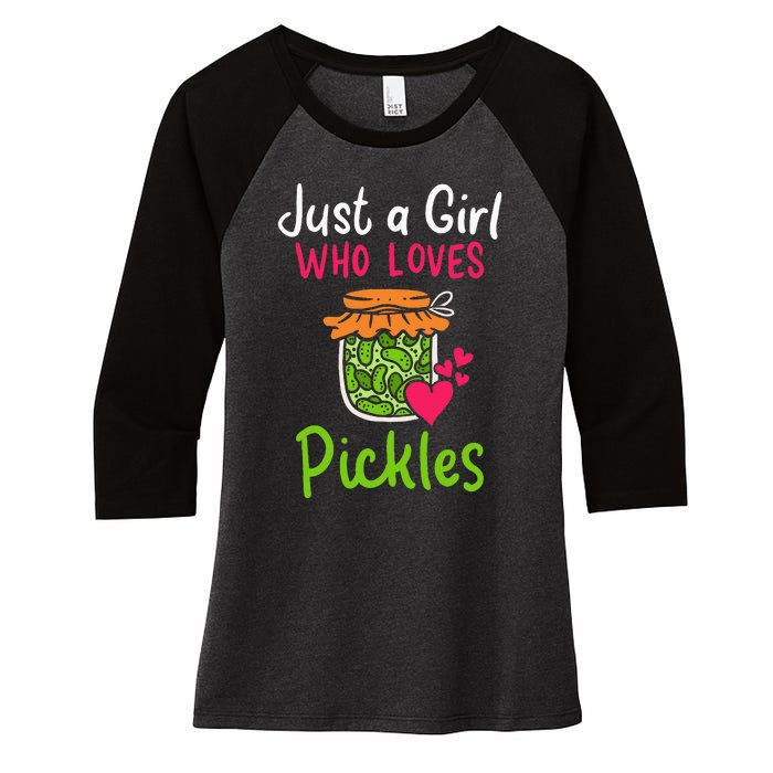 Pickles Just A Girl Who Loves Pickles Canning Women's Tri-Blend 3/4-Sleeve Raglan Shirt