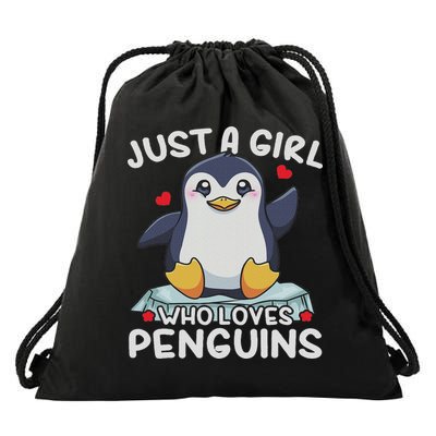 Penguin Just A Girl Who Loves Penguins Drawstring Bag