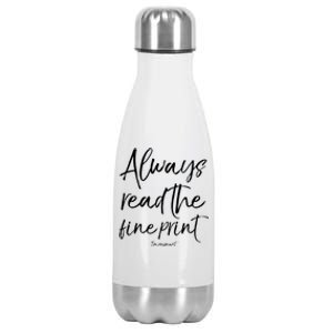 Pregnancy Joke Always Read The Fine Print Im Pregnant Cute Gift Stainless Steel Insulated Water Bottle