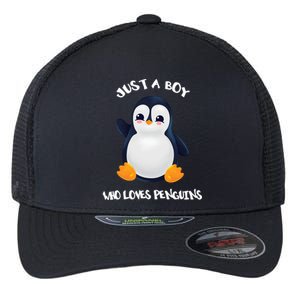 Penguin Just A Boy Who Loves Penguins Gift Flexfit Unipanel Trucker Cap