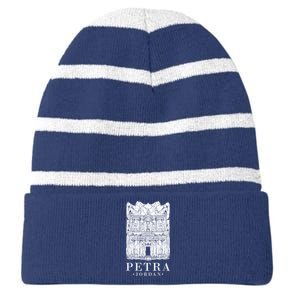 Petra Jordan Archaeological Monument Souvenir Striped Beanie with Solid Band