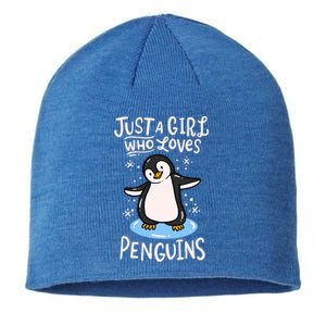 Penguin Just A Girl Who Loves Penguins Meaningful Gift Sustainable Beanie