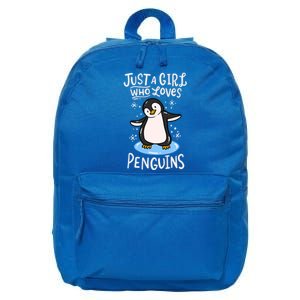 Penguin Just A Girl Who Loves Penguins Meaningful Gift 16 in Basic Backpack