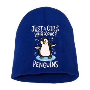 Penguin Just A Girl Who Loves Penguins Meaningful Gift Short Acrylic Beanie