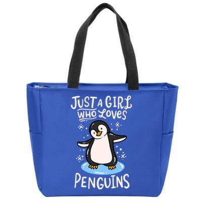 Penguin Just A Girl Who Loves Penguins Meaningful Gift Zip Tote Bag