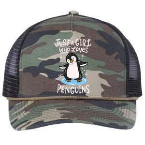 Penguin Just A Girl Who Loves Penguins Meaningful Gift Retro Rope Trucker Hat Cap