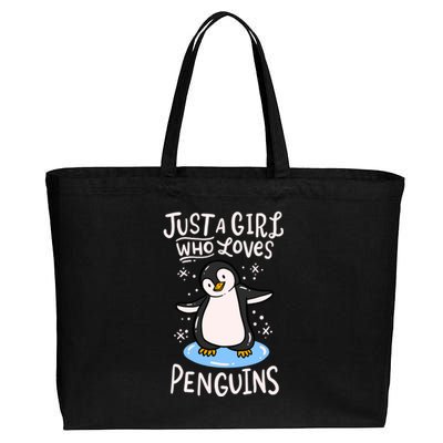 Penguin Just A Girl Who Loves Penguins Meaningful Gift Cotton Canvas Jumbo Tote