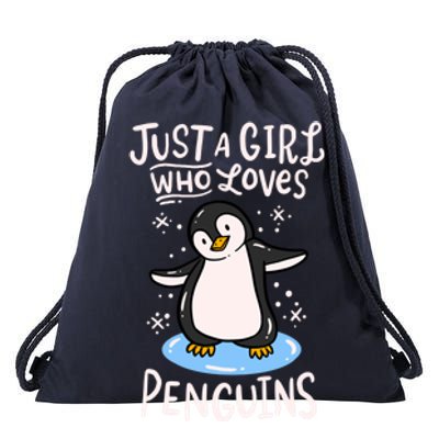 Penguin Just A Girl Who Loves Penguins Meaningful Gift Drawstring Bag