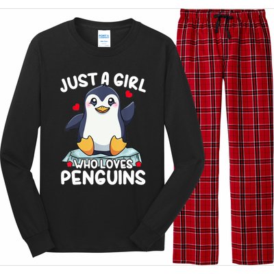 Penguin Just A Girl Who Loves Penguins Cool Gift Long Sleeve Pajama Set