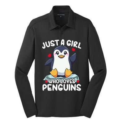 Penguin Just A Girl Who Loves Penguins Cool Gift Silk Touch Performance Long Sleeve Polo