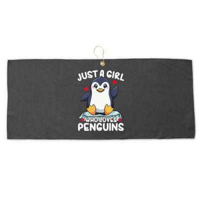 Penguin Just A Girl Who Loves Penguins Cool Gift Large Microfiber Waffle Golf Towel