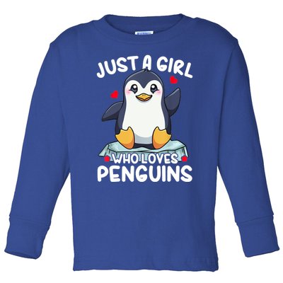 Penguin Just A Girl Who Loves Penguins Cool Gift Toddler Long Sleeve Shirt