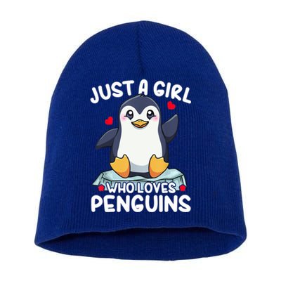 Penguin Just A Girl Who Loves Penguins Cool Gift Short Acrylic Beanie