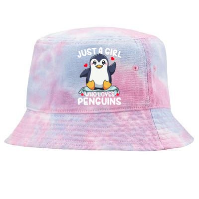 Penguin Just A Girl Who Loves Penguins Cool Gift Tie-Dyed Bucket Hat