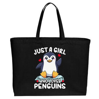 Penguin Just A Girl Who Loves Penguins Cool Gift Cotton Canvas Jumbo Tote