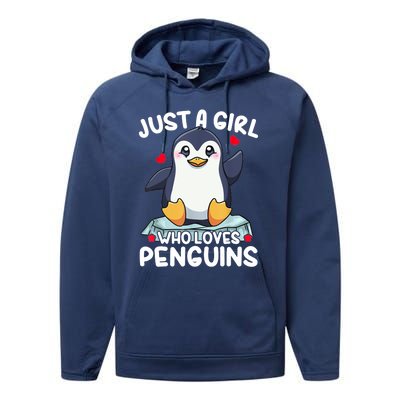 Penguin Just A Girl Who Loves Penguins Cool Gift Performance Fleece Hoodie