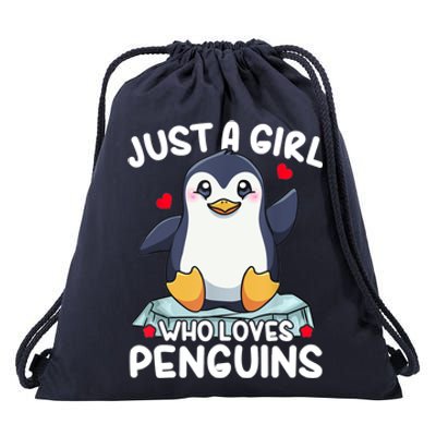 Penguin Just A Girl Who Loves Penguins Cool Gift Drawstring Bag