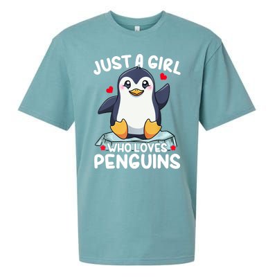 Penguin Just A Girl Who Loves Penguins Cool Gift Sueded Cloud Jersey T-Shirt