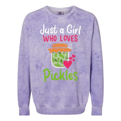 Pickles Just A Girl Who Loves Pickles Canning Gift Colorblast Crewneck Sweatshirt