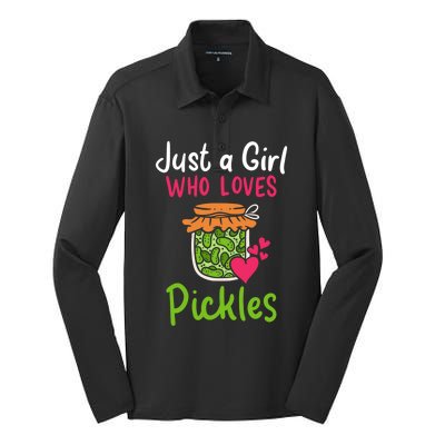 Pickles Just A Girl Who Loves Pickles Canning Gift Silk Touch Performance Long Sleeve Polo