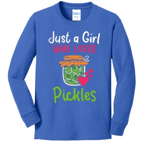 Pickles Just A Girl Who Loves Pickles Canning Gift Kids Long Sleeve Shirt