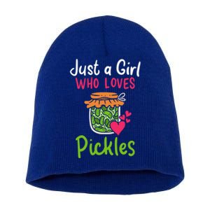 Pickles Just A Girl Who Loves Pickles Canning Gift Short Acrylic Beanie