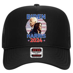 Patriotic Joe Biden Kamala Harris Democrat Campaign 2024 High Crown Mesh Back Trucker Hat