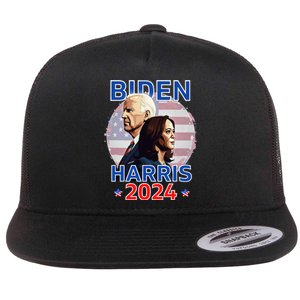 Patriotic Joe Biden Kamala Harris Democrat Campaign 2024 Flat Bill Trucker Hat