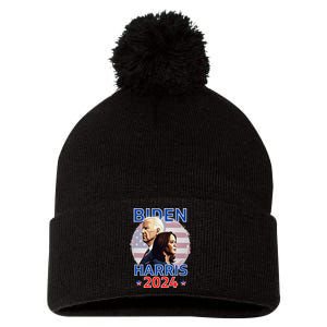 Patriotic Joe Biden Kamala Harris Democrat Campaign 2024 Pom Pom 12in Knit Beanie