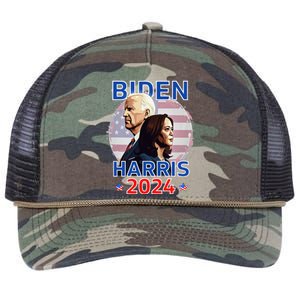 Patriotic Joe Biden Kamala Harris Democrat Campaign 2024 Retro Rope Trucker Hat Cap