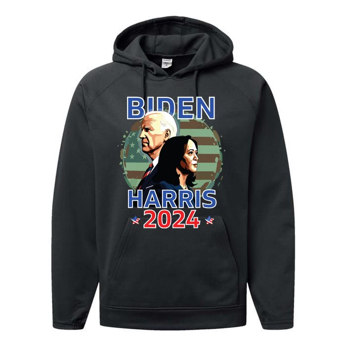 Patriotic Joe Biden Kamala Harris Democrat Campaign 2024 Performance Fleece Hoodie