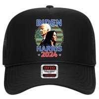 Patriotic Joe Biden Kamala Harris Democrat Campaign 2024 High Crown Mesh Back Trucker Hat