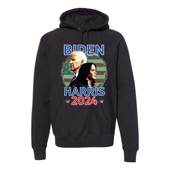 Patriotic Joe Biden Kamala Harris Democrat Campaign 2024 Premium Hoodie