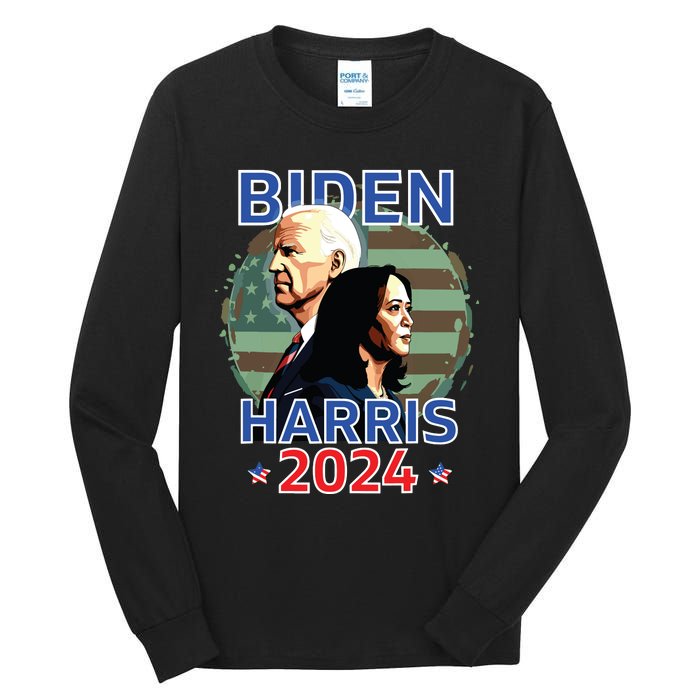 Patriotic Joe Biden Kamala Harris Democrat Campaign 2024 Tall Long Sleeve T-Shirt