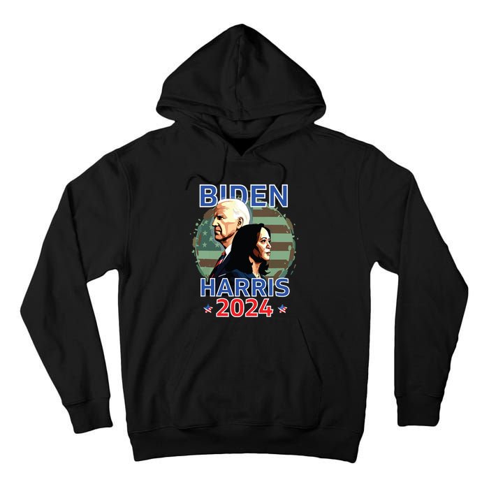 Patriotic Joe Biden Kamala Harris Democrat Campaign 2024 Tall Hoodie