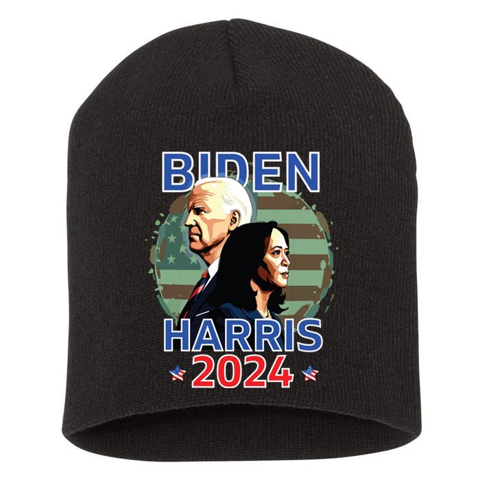 Patriotic Joe Biden Kamala Harris Democrat Campaign 2024 Short Acrylic Beanie