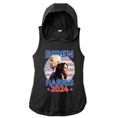 Patriotic Joe Biden Kamala Harris Democrat Campaign 2024 Ladies PosiCharge Tri-Blend Wicking Draft Hoodie Tank