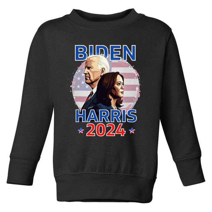 Patriotic Joe Biden Kamala Harris Democrat Campaign 2024 Toddler Sweatshirt