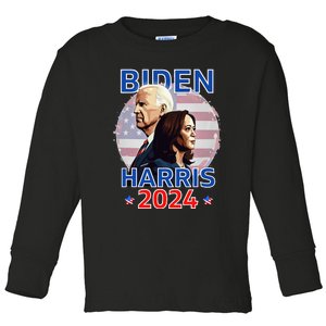 Patriotic Joe Biden Kamala Harris Democrat Campaign 2024 Toddler Long Sleeve Shirt