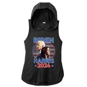 Patriotic Joe Biden Kamala Harris Democrat Campaign 2024 Ladies PosiCharge Tri-Blend Wicking Draft Hoodie Tank