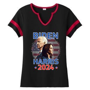 Patriotic Joe Biden Kamala Harris Democrat Campaign 2024 Ladies Halftime Notch Neck Tee