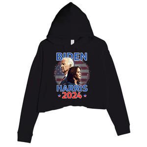 Patriotic Joe Biden Kamala Harris Democrat Campaign 2024 Crop Fleece Hoodie