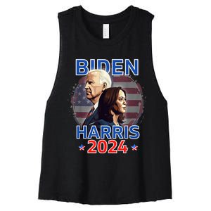 Patriotic Joe Biden Kamala Harris Democrat Campaign 2024 Women's Racerback Cropped Tank