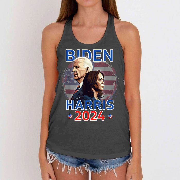 Patriotic Joe Biden Kamala Harris Democrat Campaign 2024 Women's Knotted Racerback Tank