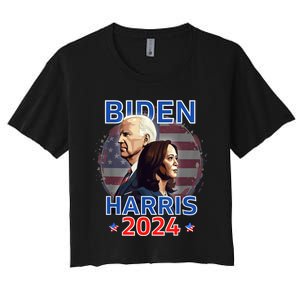 Patriotic Joe Biden Kamala Harris Democrat Campaign 2024 Women's Crop Top Tee