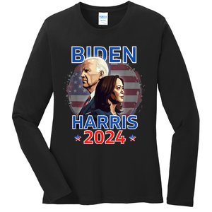 Patriotic Joe Biden Kamala Harris Democrat Campaign 2024 Ladies Long Sleeve Shirt