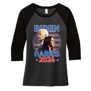 Patriotic Joe Biden Kamala Harris Democrat Campaign 2024 Women's Tri-Blend 3/4-Sleeve Raglan Shirt